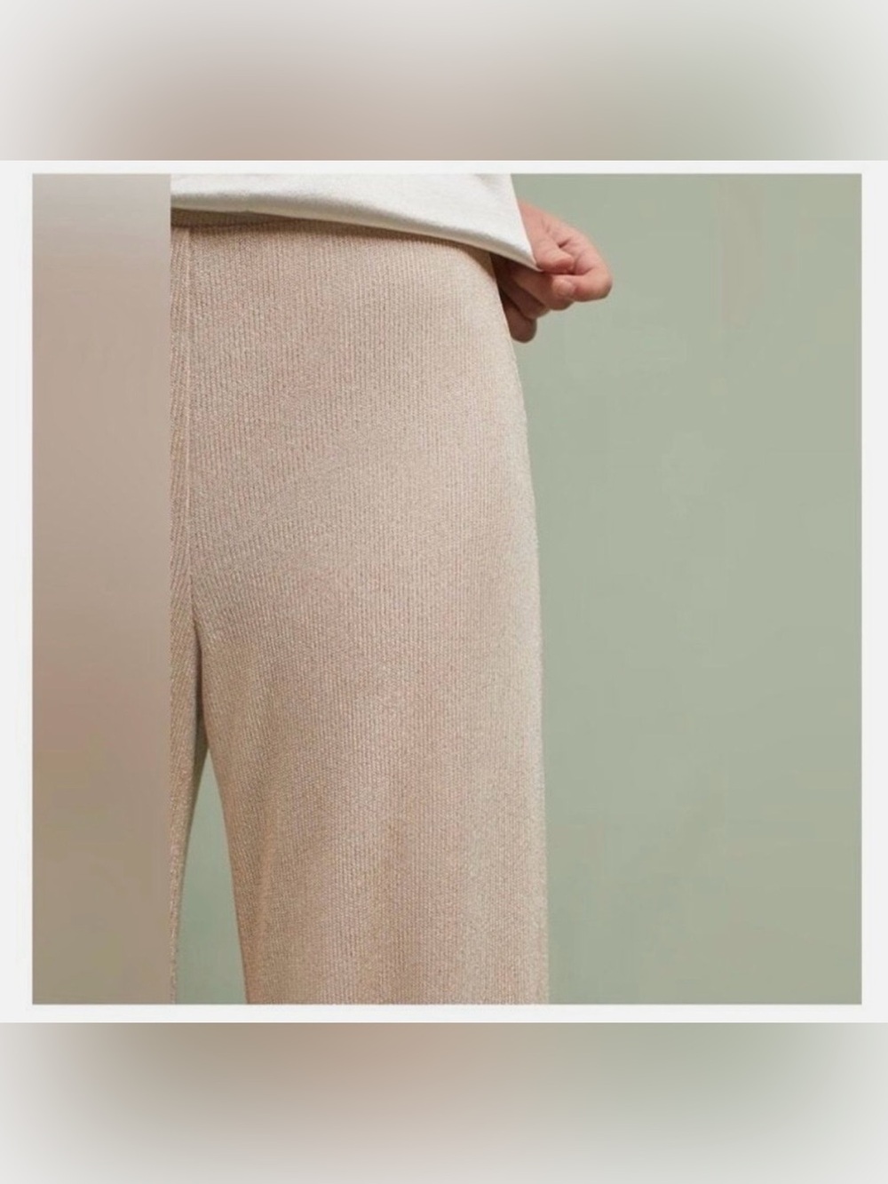 Timeless Anthropologie Wide-Leg Knit Pants in Light Beige - Picture 7 of 13
